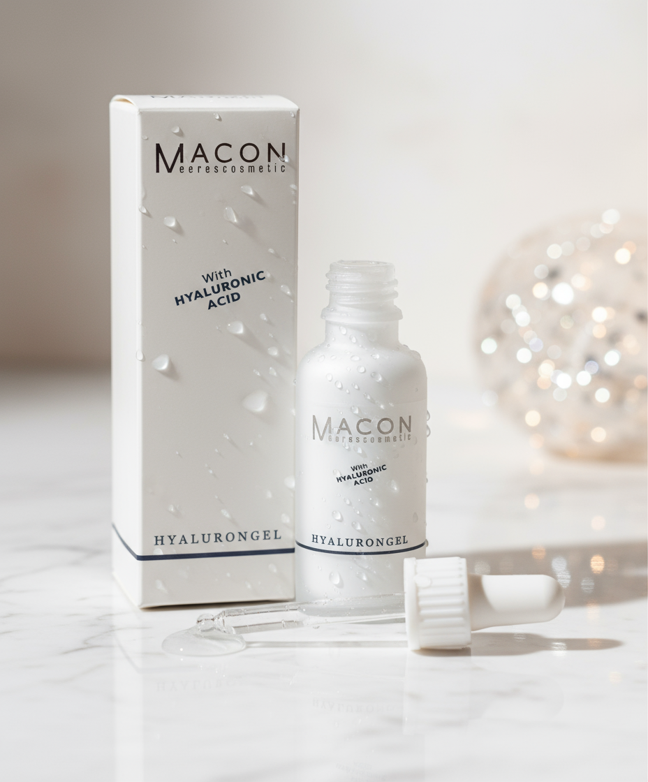 Macon Hyaluron Gel – Produktdetail mit mehrfach konzentrierter Hyaluronsäure für langanhaltende Feuchtigkeit und jugendliche Ausstrahlung