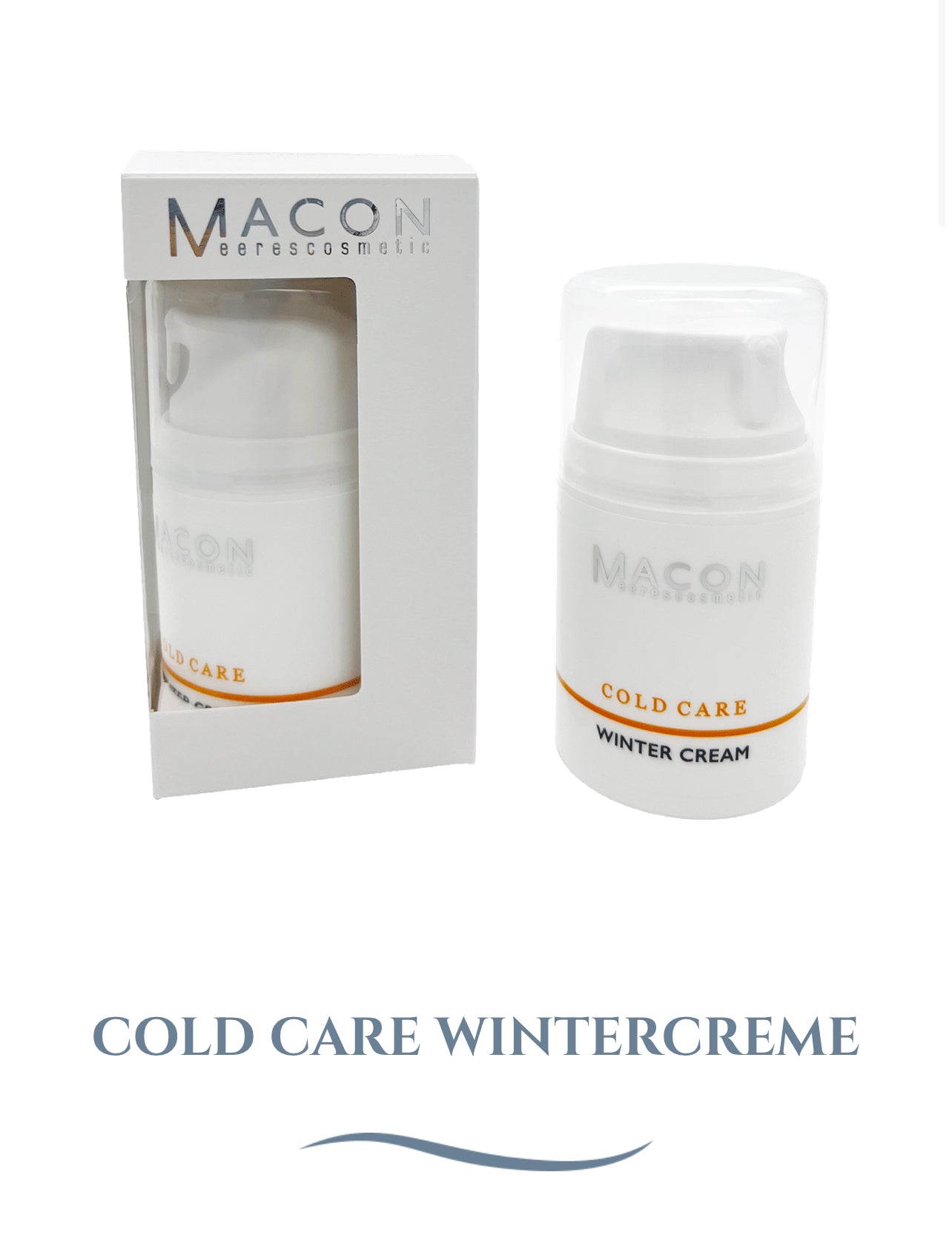 Bild einer weißen Flasche Macon Cold Care Wintercreme mit Verpackung.