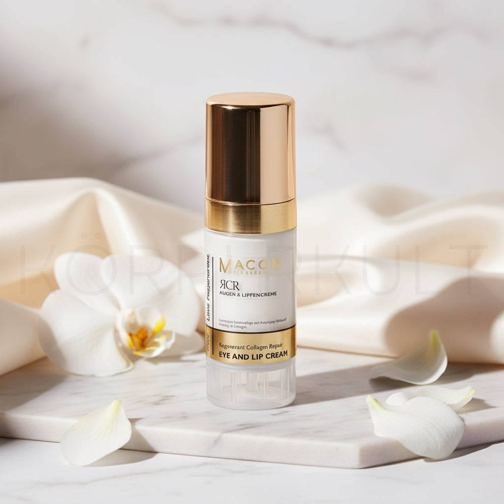 "Nahaufnahme der Macon Meerescosmetic RCR Regenerant Collagen Augen & Lippencreme Flasche 15ml