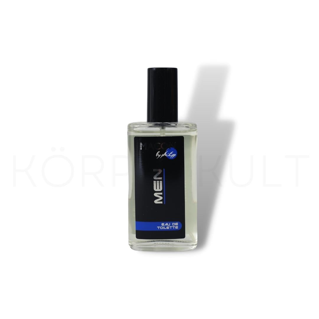 Flasche des Macon Meerescosmetic Men Eau de Toilette vor einem weißen Hintergrund.