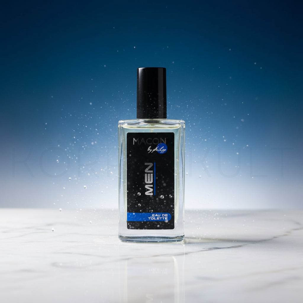 Verpackung und Flasche des Macon Meerescosmetic Men Eau de Toilette.