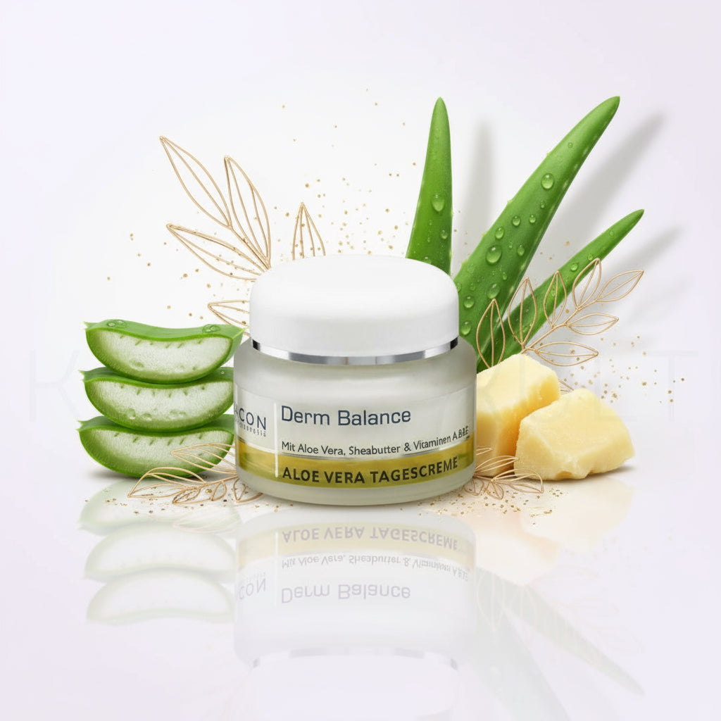 Macon Derm Balance Aloe Vera Tagescreme - Ansicht des Tiegels, feuchtigkeitsspendende Tagescreme, 50 ml