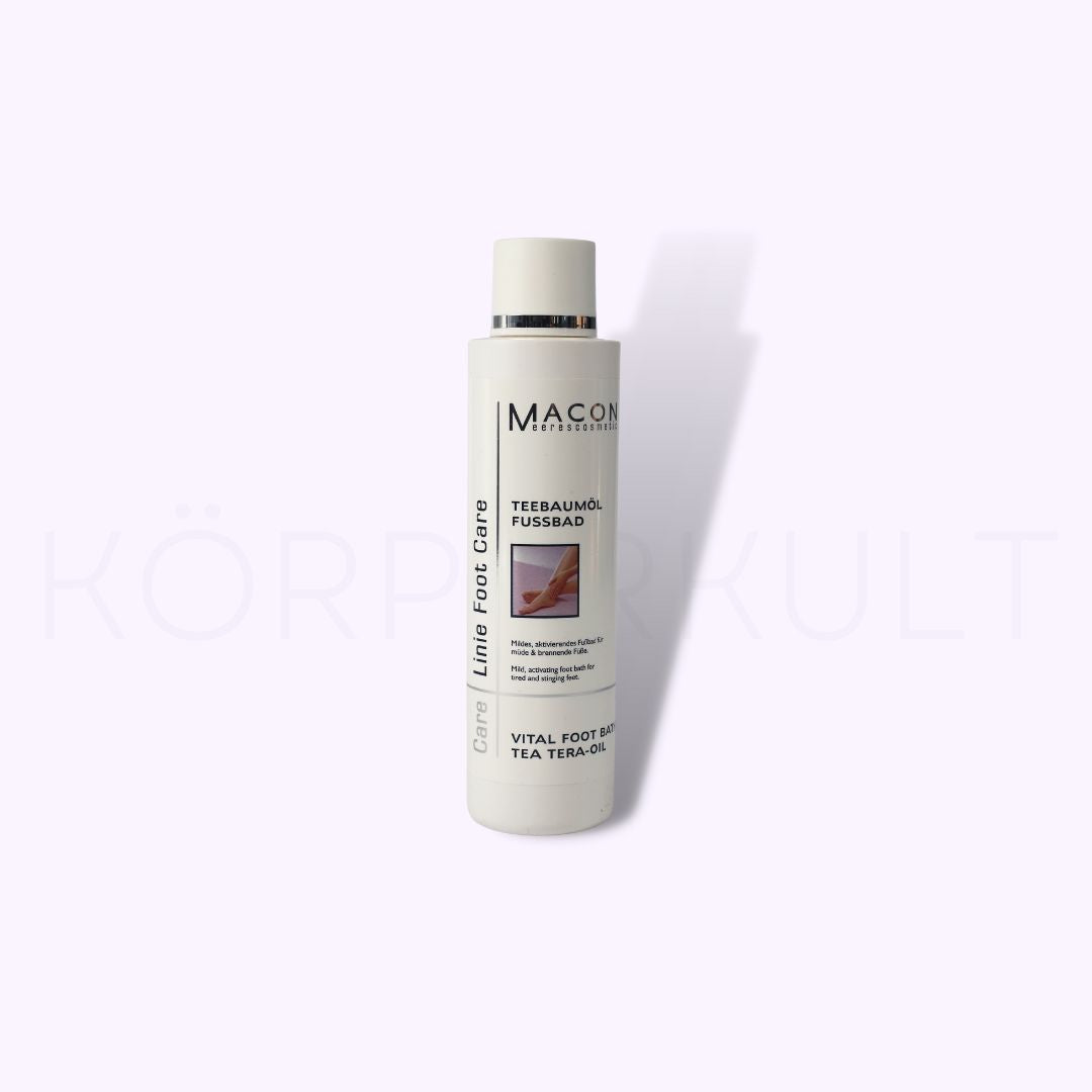 Macon Foot Care Teebaumöl Fußbad - Produktbild, pflegendes Fußbad für müde Füße, 250 ml