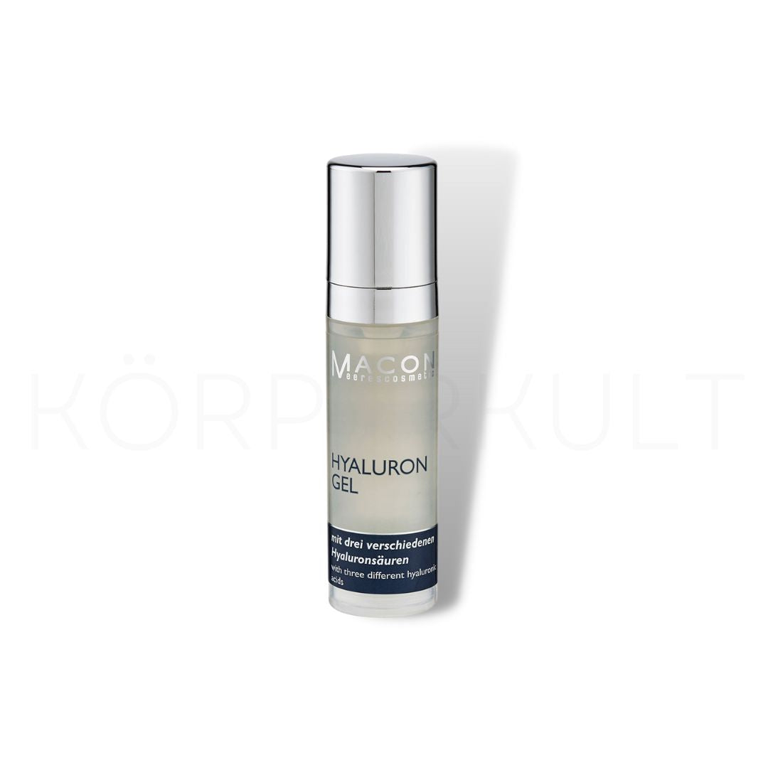 Macon Meerescosmetic Hyaluron Gel Flasche auf weißem Hintergrund