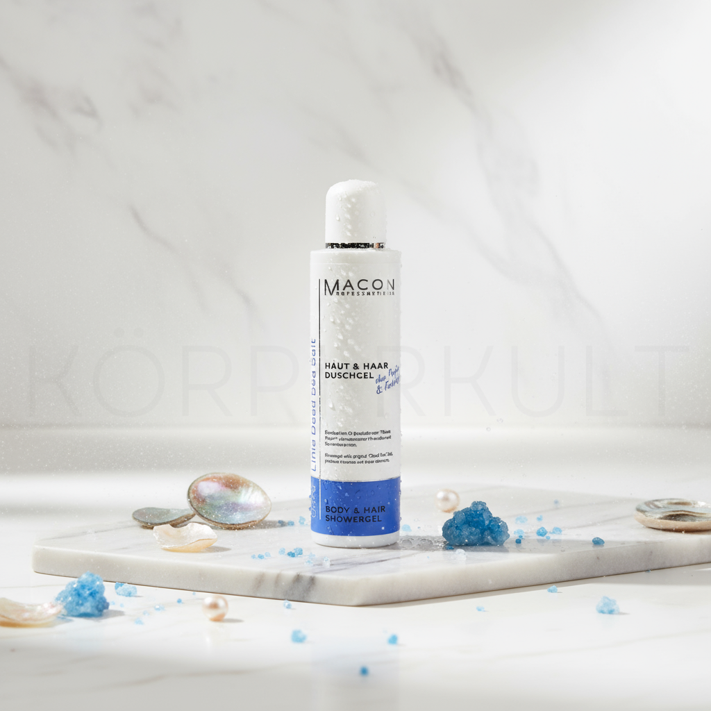 Detailansicht der Verpackung des revitalisierenden Duschgels, speziell für die tägliche Anwendung auf Haut und Haar.