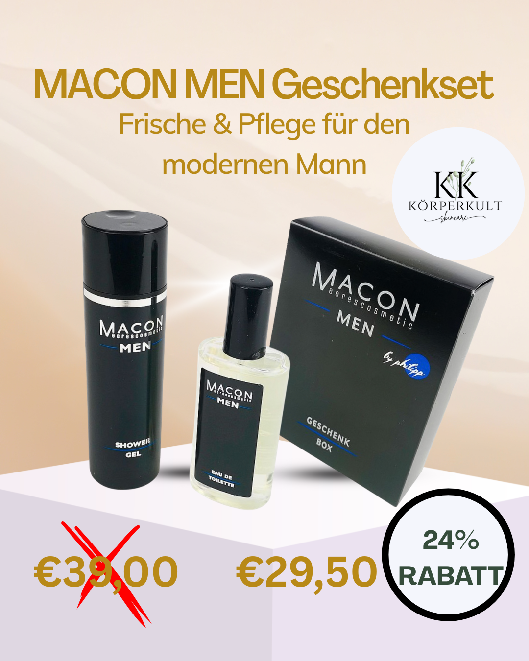 MACON MEN Geschenkset – Frische und Pflege Bundle mit Shower Gel und Eau de Toilette für den modernen Mann, 24% Rabatt, nur 29,50€