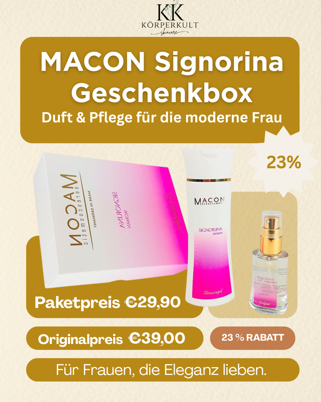 MACON Signorina Geschenkbox – Duft und Pflege Bundle für die moderne Frau, 23% Rabatt, nur 29,90€