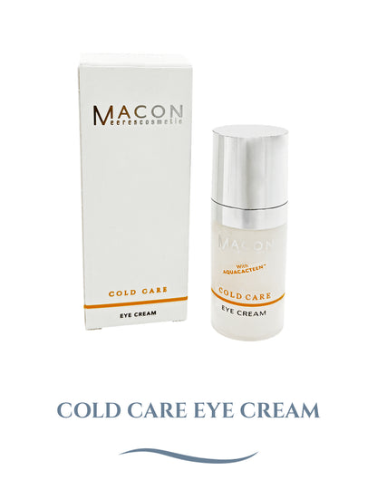 Macon Cold Care Augenpflege von Macon Meerescosmetic - Detailaufnahme der Verpackung und Flasche