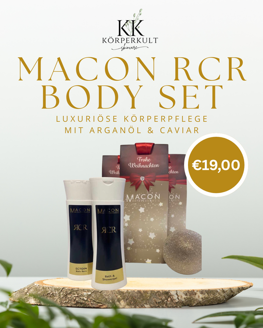 Macon RCR Body Set – luxuriöse Körperpflege Bundle mit Arganöl und Caviar, RCR Ectoin Body Balm und Bath & Showergel, nur 19,00€