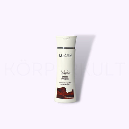 Detailansicht der Verpackung der beruhigenden und entspannenden Schoko Bodylotion, geeignet für alle Hauttypen.